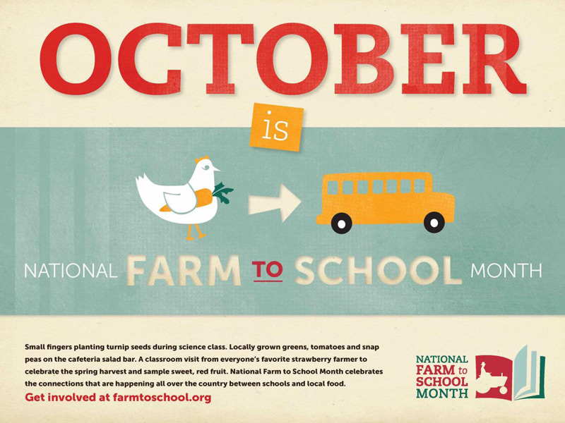 Poster advertising October as 'National Farm to School Month'